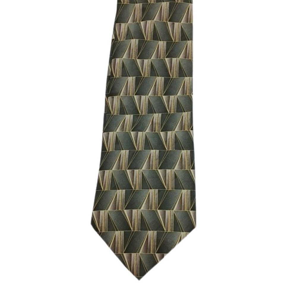 Pierre Cardin Geometric Silk Neck Tie Gray Pointed Classic Silk Mens